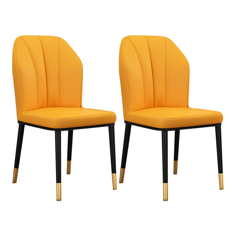 Scandinavian Style Wingback Chairs Leather Dining Side Chairs for Kitchen Yellow Brass Gold Set of 2 Clearhalo ' kitchen&dining_furn' 'Dining Chairs' 'Dining Tables & Seating' 'dining_chair' 'Furniture' 'furniture_dining_chair' 'Kitchen & Dining Furniture' 'kitchen' 4238010