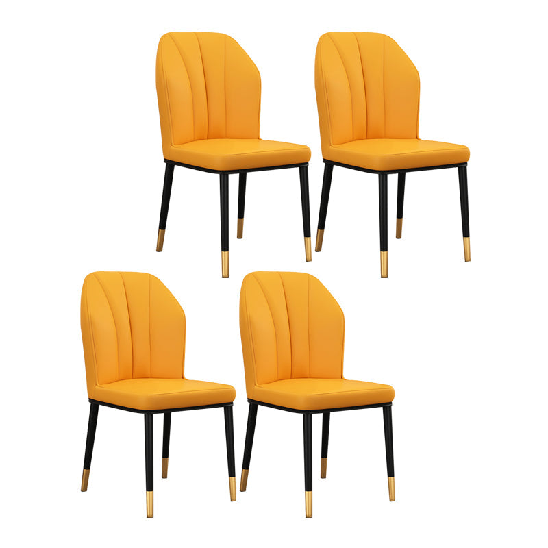 Scandinavian Style Wingback Chairs Leather Dining Side Chairs for Kitchen Yellow Brass Gold Set of 4 Clearhalo ' kitchen&dining_furn' 'Dining Chairs' 'Dining Tables & Seating' 'dining_chair' 'Furniture' 'furniture_dining_chair' 'Kitchen & Dining Furniture' 'kitchen' 4238011