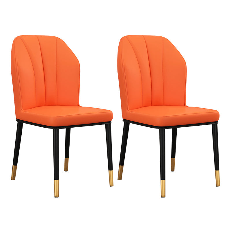 Scandinavian Style Wingback Chairs Leather Dining Side Chairs for Kitchen Orange Brass Gold Set of 2 Clearhalo ' kitchen&dining_furn' 'Dining Chairs' 'Dining Tables & Seating' 'dining_chair' 'Furniture' 'furniture_dining_chair' 'Kitchen & Dining Furniture' 'kitchen' 4238013