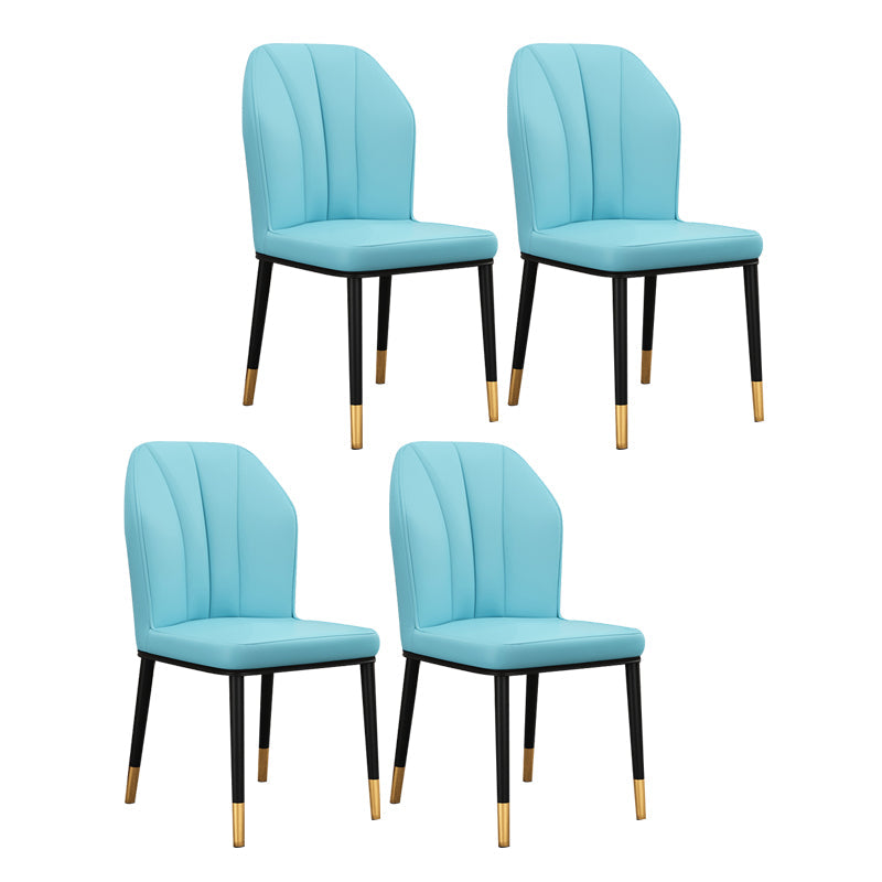 Scandinavian Style Wingback Chairs Leather Dining Side Chairs for Kitchen Light Blue Brass Gold Set of 4 Clearhalo ' kitchen&dining_furn' 'Dining Chairs' 'Dining Tables & Seating' 'dining_chair' 'Furniture' 'furniture_dining_chair' 'Kitchen & Dining Furniture' 'kitchen' 4238017