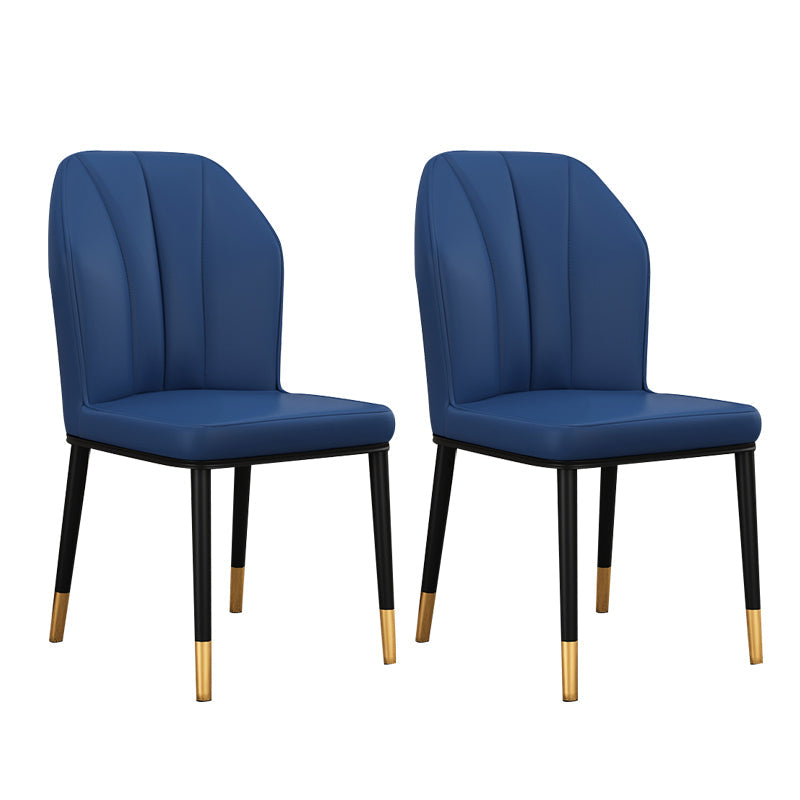 Scandinavian Style Wingback Chairs Leather Dining Side Chairs for Kitchen Dark Blue Brass Gold Set of 2 Clearhalo ' kitchen&dining_furn' 'Dining Chairs' 'Dining Tables & Seating' 'dining_chair' 'Furniture' 'furniture_dining_chair' 'Kitchen & Dining Furniture' 'kitchen' 4238019