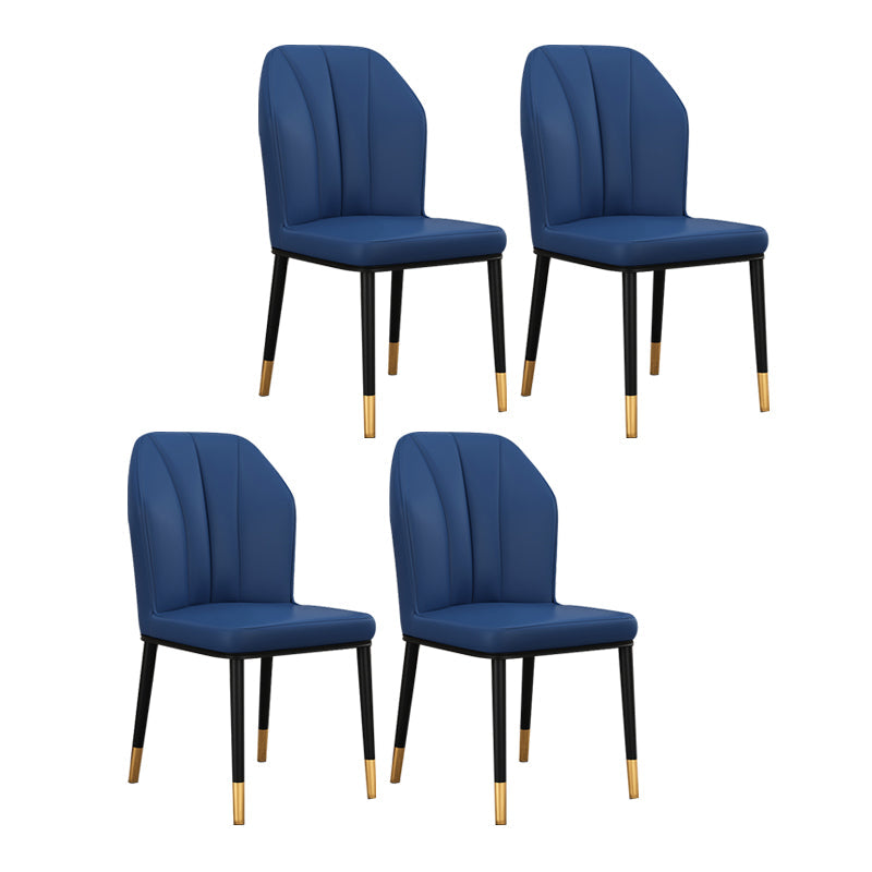 Scandinavian Style Wingback Chairs Leather Dining Side Chairs for Kitchen Dark Blue Brass Gold Set of 4 Clearhalo ' kitchen&dining_furn' 'Dining Chairs' 'Dining Tables & Seating' 'dining_chair' 'Furniture' 'furniture_dining_chair' 'Kitchen & Dining Furniture' 'kitchen' 4238020