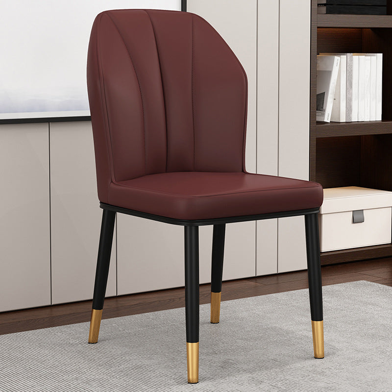 Scandinavian Style Wingback Chairs Leather Dining Side Chairs for Kitchen Dark Coffee Brass Gold 1 Piece Clearhalo ' kitchen&dining_furn' 'Dining Chairs' 'Dining Tables & Seating' 'dining_chair' 'Furniture' 'furniture_dining_chair' 'Kitchen & Dining Furniture' 'kitchen' 4238021