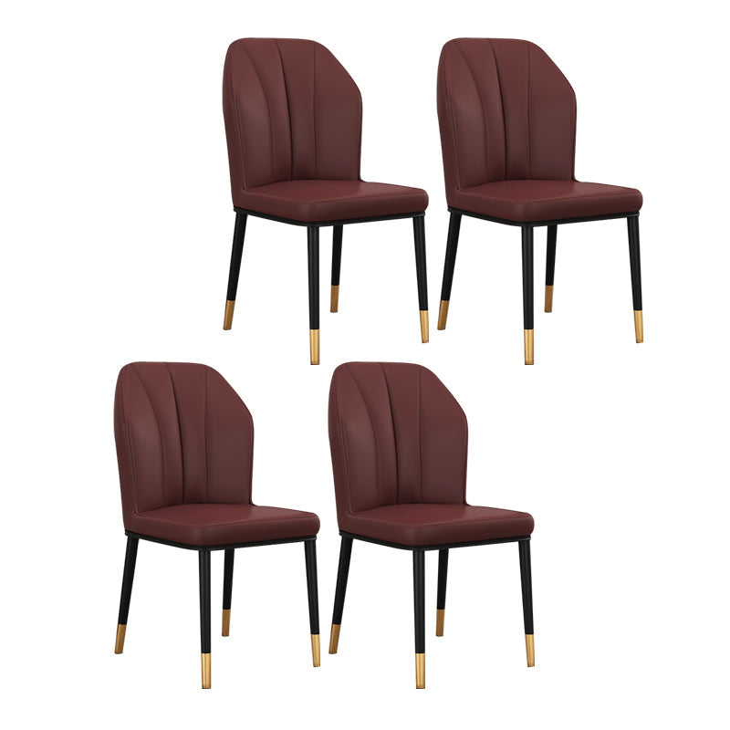 Scandinavian Style Wingback Chairs Leather Dining Side Chairs for Kitchen Dark Coffee Brass Gold Set of 4 Clearhalo ' kitchen&dining_furn' 'Dining Chairs' 'Dining Tables & Seating' 'dining_chair' 'Furniture' 'furniture_dining_chair' 'Kitchen & Dining Furniture' 'kitchen' 4238023