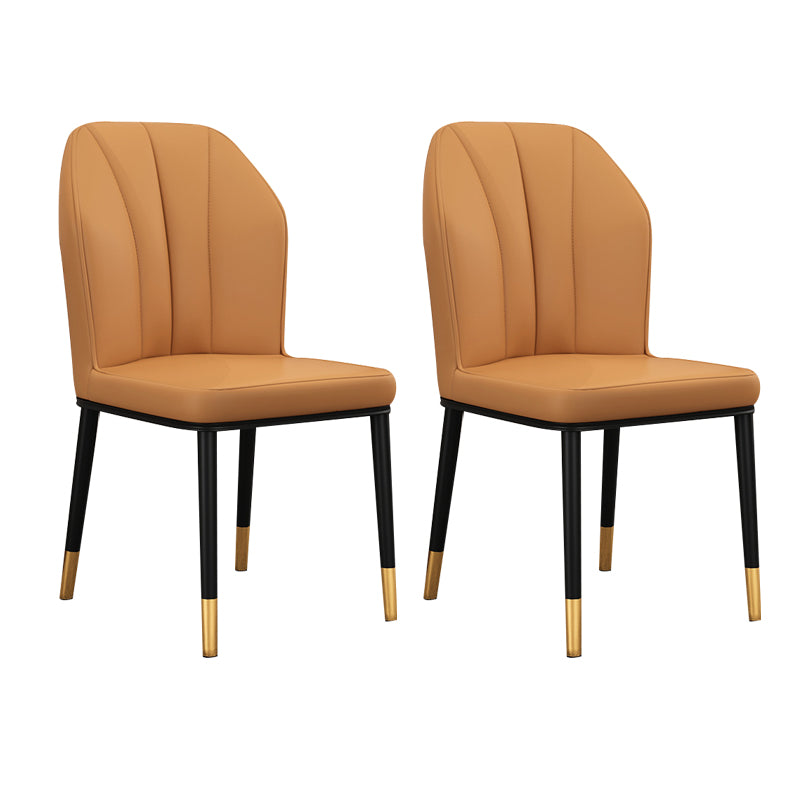 Scandinavian Style Wingback Chairs Leather Dining Side Chairs for Kitchen Light Coffee Brass Gold Set of 2 Clearhalo ' kitchen&dining_furn' 'Dining Chairs' 'Dining Tables & Seating' 'dining_chair' 'Furniture' 'furniture_dining_chair' 'Kitchen & Dining Furniture' 'kitchen' 4238025