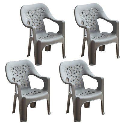 Modern Indoor Dining Armchair Home Stackable Plastic Dining Arm Chairs Grey 4 Piece Set Clearhalo ' kitchen&dining_furn' 'Dining Chairs' 'Dining Tables & Seating' 'dining_chair' 'furn' 'furn_dining_chair' 'Furniture' 'furniture_dining_chair' 'Kitchen & Dining Furniture' 'kitchen' 4238030