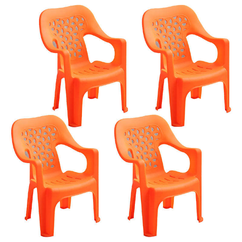 Modern Indoor Dining Armchair Home Stackable Plastic Dining Arm Chairs Orange 4 Piece Set Clearhalo ' kitchen&dining_furn' 'Dining Chairs' 'Dining Tables & Seating' 'dining_chair' 'furn' 'furn_dining_chair' 'Furniture' 'furniture_dining_chair' 'Kitchen & Dining Furniture' 'kitchen' 4238035