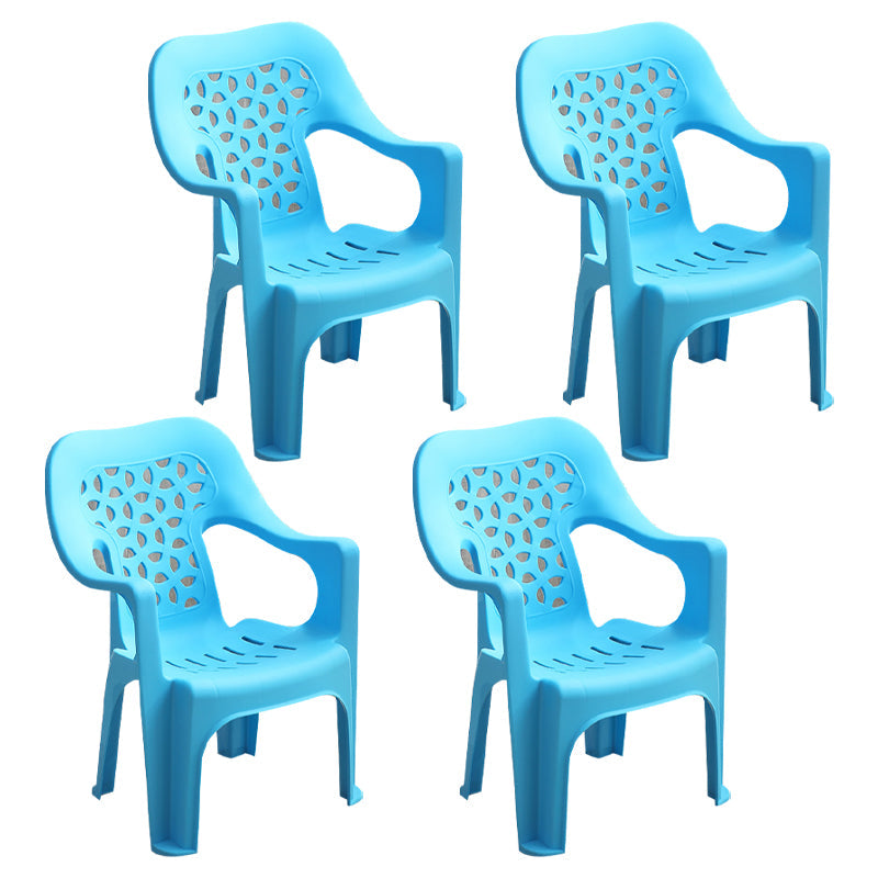 Modern Indoor Dining Armchair Home Stackable Plastic Dining Arm Chairs Sky Blue 4 Piece Set Clearhalo ' kitchen&dining_furn' 'Dining Chairs' 'Dining Tables & Seating' 'dining_chair' 'furn' 'furn_dining_chair' 'Furniture' 'furniture_dining_chair' 'Kitchen & Dining Furniture' 'kitchen' 4238038