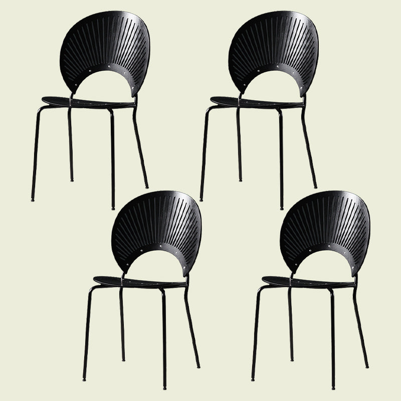 Contemporary Metal Dining Chair for Home Use Open Back Dining Side Chair Black 4 Piece Set Black Clearhalo ' kitchen&dining_furn' 'Dining Chairs' 'Dining Tables & Seating' 'dining_chair' 'furn' 'furn_dining_chair' 'Furniture' 'furniture_dining_chair' 'Kitchen & Dining Furniture' 'kitchen' 4238053
