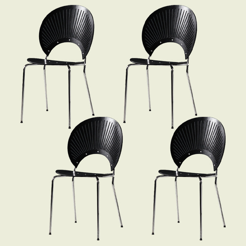 Contemporary Metal Dining Chair for Home Use Open Back Dining Side Chair Black 4 Piece Set Silver Clearhalo ' kitchen&dining_furn' 'Dining Chairs' 'Dining Tables & Seating' 'dining_chair' 'furn' 'furn_dining_chair' 'Furniture' 'furniture_dining_chair' 'Kitchen & Dining Furniture' 'kitchen' 4238071