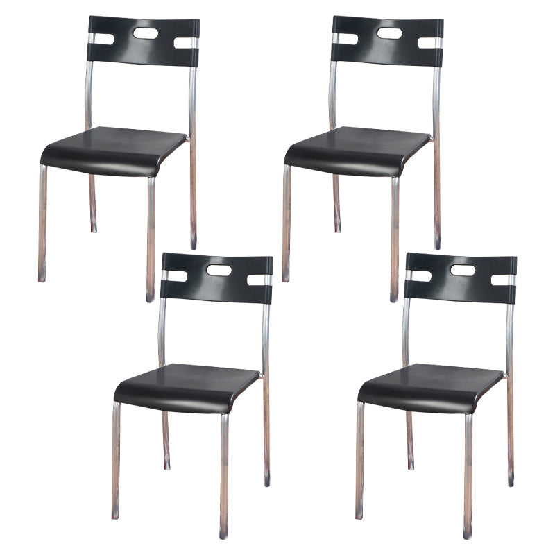 Contemporary Dining Chair Home Metal Armless Stacking Open Back Dining Side Chair Black 4 Piece Set Clearhalo ' kitchen&dining_furn' 'Dining Chairs' 'Dining Tables & Seating' 'dining_chair' 'furn' 'furn_dining_chair' 'Furniture' 'furniture_dining_chair' 'Kitchen & Dining Furniture' 'kitchen' 4238099
