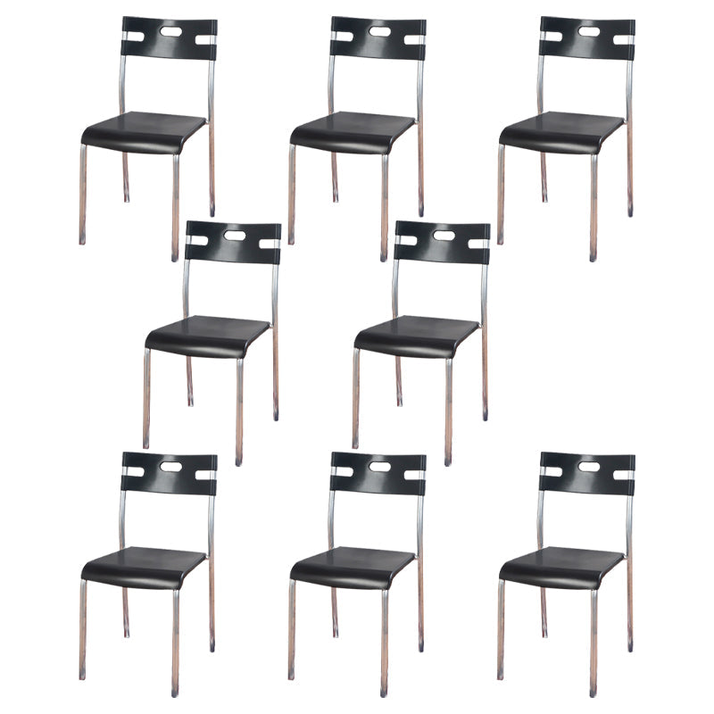 Contemporary Dining Chair Home Metal Armless Stacking Open Back Dining Side Chair Black 8 Piece Set Clearhalo ' kitchen&dining_furn' 'Dining Chairs' 'Dining Tables & Seating' 'dining_chair' 'furn' 'furn_dining_chair' 'Furniture' 'furniture_dining_chair' 'Kitchen & Dining Furniture' 'kitchen' 4238102