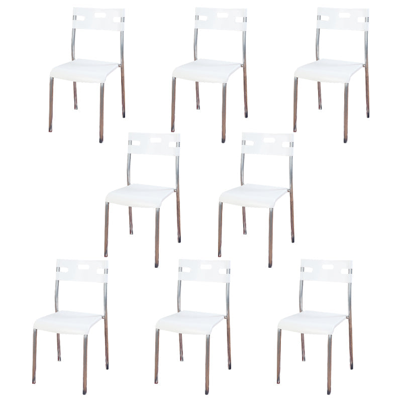 Contemporary Dining Chair Home Metal Armless Stacking Open Back Dining Side Chair White 8 Piece Set Clearhalo ' kitchen&dining_furn' 'Dining Chairs' 'Dining Tables & Seating' 'dining_chair' 'furn' 'furn_dining_chair' 'Furniture' 'furniture_dining_chair' 'Kitchen & Dining Furniture' 'kitchen' 4238107