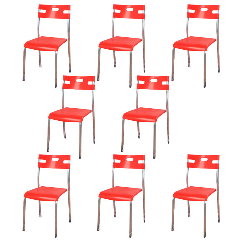 Contemporary Dining Chair Home Metal Armless Stacking Open Back Dining Side Chair Red 8 Piece Set Clearhalo ' kitchen&dining_furn' 'Dining Chairs' 'Dining Tables & Seating' 'dining_chair' 'furn' 'furn_dining_chair' 'Furniture' 'furniture_dining_chair' 'Kitchen & Dining Furniture' 'kitchen' 4238111