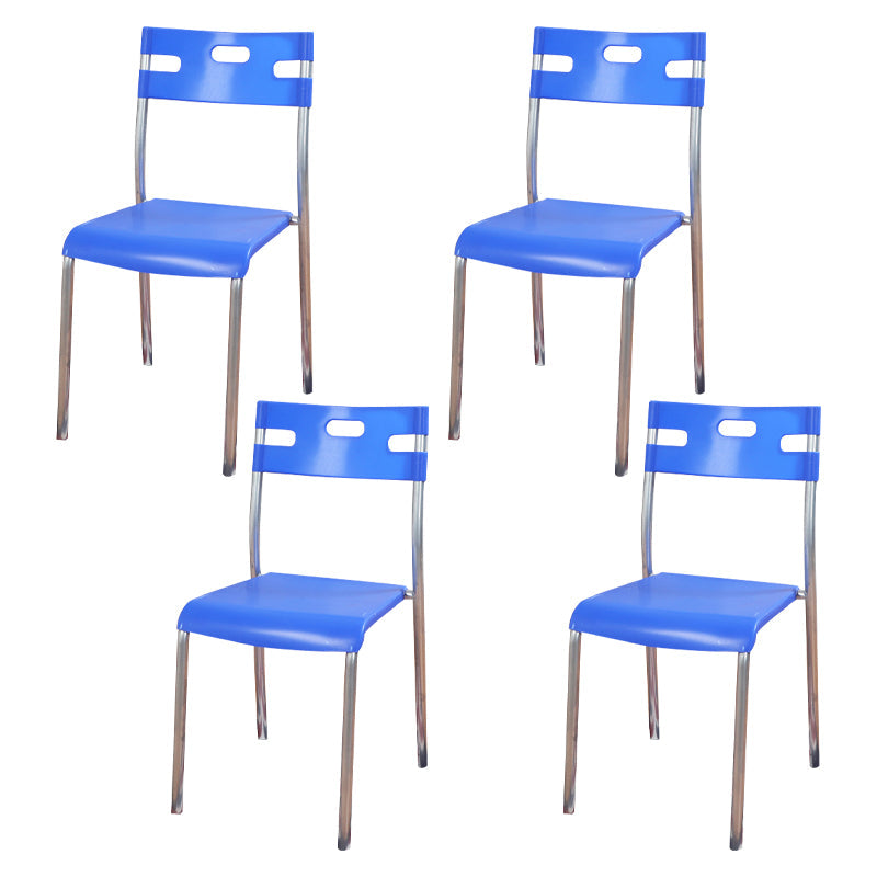 Contemporary Dining Chair Home Metal Armless Stacking Open Back Dining Side Chair Blue 4 Piece Set Clearhalo ' kitchen&dining_furn' 'Dining Chairs' 'Dining Tables & Seating' 'dining_chair' 'furn' 'furn_dining_chair' 'Furniture' 'furniture_dining_chair' 'Kitchen & Dining Furniture' 'kitchen' 4238115