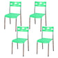 Contemporary Dining Chair Home Metal Armless Stacking Open Back Dining Side Chair Green 4 Piece Set Clearhalo ' kitchen&dining_furn' 'Dining Chairs' 'Dining Tables & Seating' 'dining_chair' 'furn' 'furn_dining_chair' 'Furniture' 'furniture_dining_chair' 'Kitchen & Dining Furniture' 'kitchen' 4238120