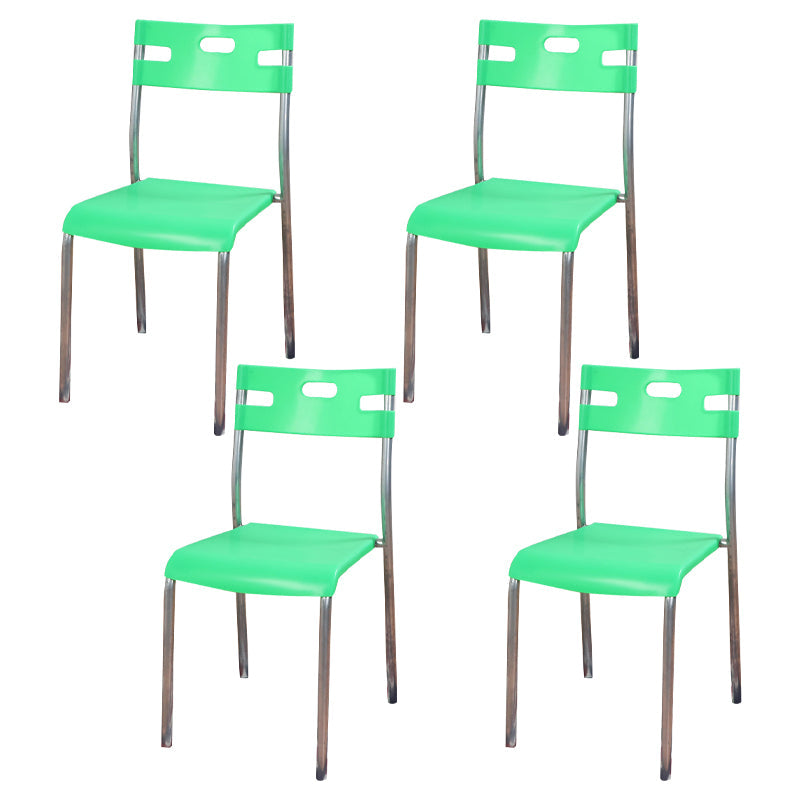 Contemporary Dining Chair Home Metal Armless Stacking Open Back Dining Side Chair Green 4 Piece Set Clearhalo ' kitchen&dining_furn' 'Dining Chairs' 'Dining Tables & Seating' 'dining_chair' 'furn' 'furn_dining_chair' 'Furniture' 'furniture_dining_chair' 'Kitchen & Dining Furniture' 'kitchen' 4238120