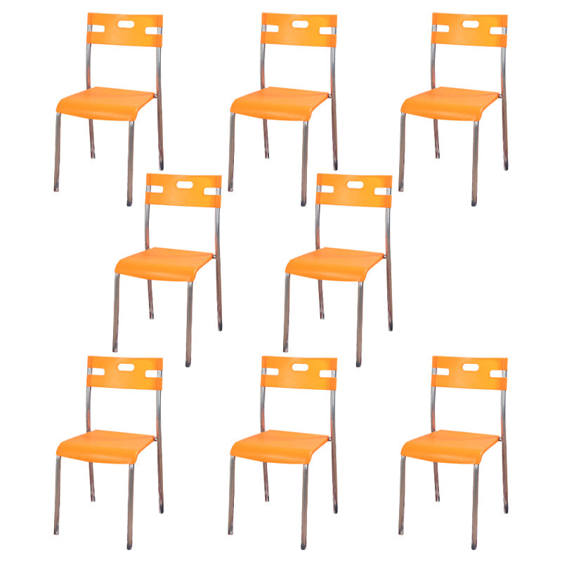Contemporary Dining Chair Home Metal Armless Stacking Open Back Dining Side Chair Orange 8 Piece Set Clearhalo ' kitchen&dining_furn' 'Dining Chairs' 'Dining Tables & Seating' 'dining_chair' 'furn' 'furn_dining_chair' 'Furniture' 'furniture_dining_chair' 'Kitchen & Dining Furniture' 'kitchen' 4238123