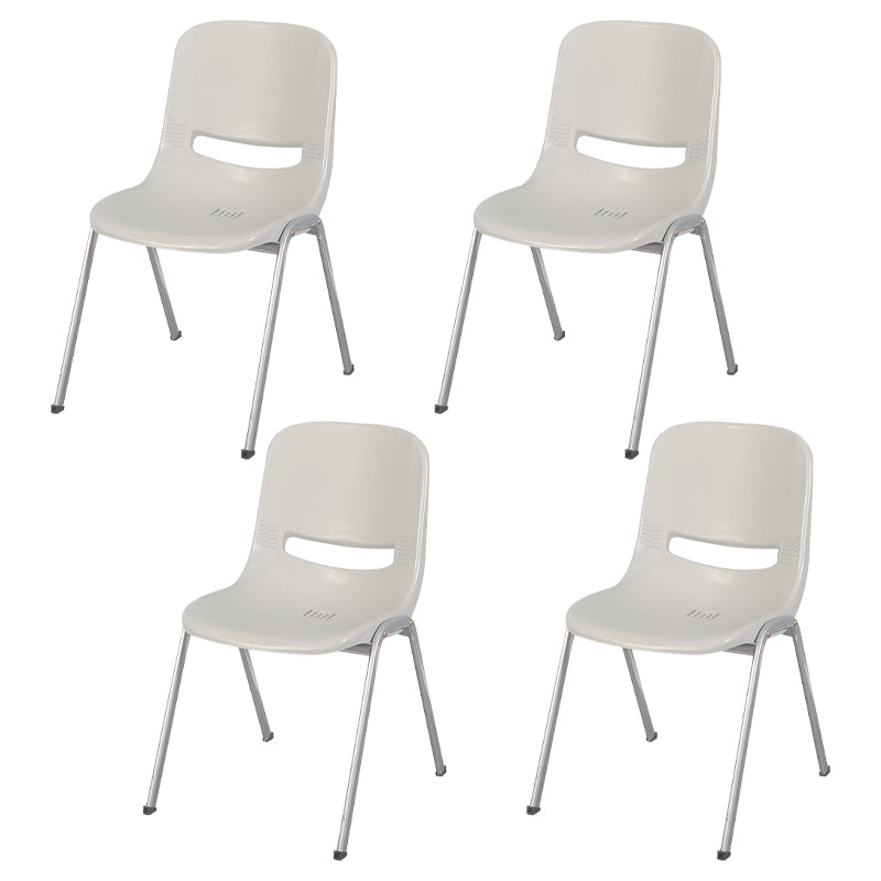 Modern Indoor-Outdoor Chair Metal Home Armless Solid Back Side Chair Gray-White 4 Piece Set Clearhalo ' kitchen&dining_furn' 'Dining Chairs' 'Dining Tables & Seating' 'dining_chair' 'furn' 'furn_dining_chair' 'Furniture' 'furniture_dining_chair' 'Kitchen & Dining Furniture' 'kitchen' 4238139