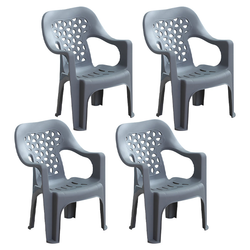 Modern Indoor Dining Armchair Plastic Home Stackable Dining Arm Chairs Grey 4 Piece Set Clearhalo ' kitchen&dining_furn' 'Dining Chairs' 'Dining Tables & Seating' 'dining_chair' 'furn' 'furn_dining_chair' 'Furniture' 'furniture_dining_chair' 'Kitchen & Dining Furniture' 'kitchen' 4238144