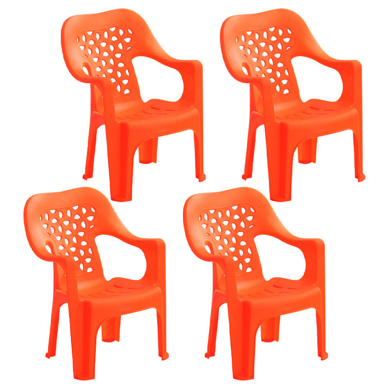 Modern Indoor Dining Armchair Plastic Home Stackable Dining Arm Chairs Orange 4 Piece Set Clearhalo ' kitchen&dining_furn' 'Dining Chairs' 'Dining Tables & Seating' 'dining_chair' 'furn' 'furn_dining_chair' 'Furniture' 'furniture_dining_chair' 'Kitchen & Dining Furniture' 'kitchen' 4238148