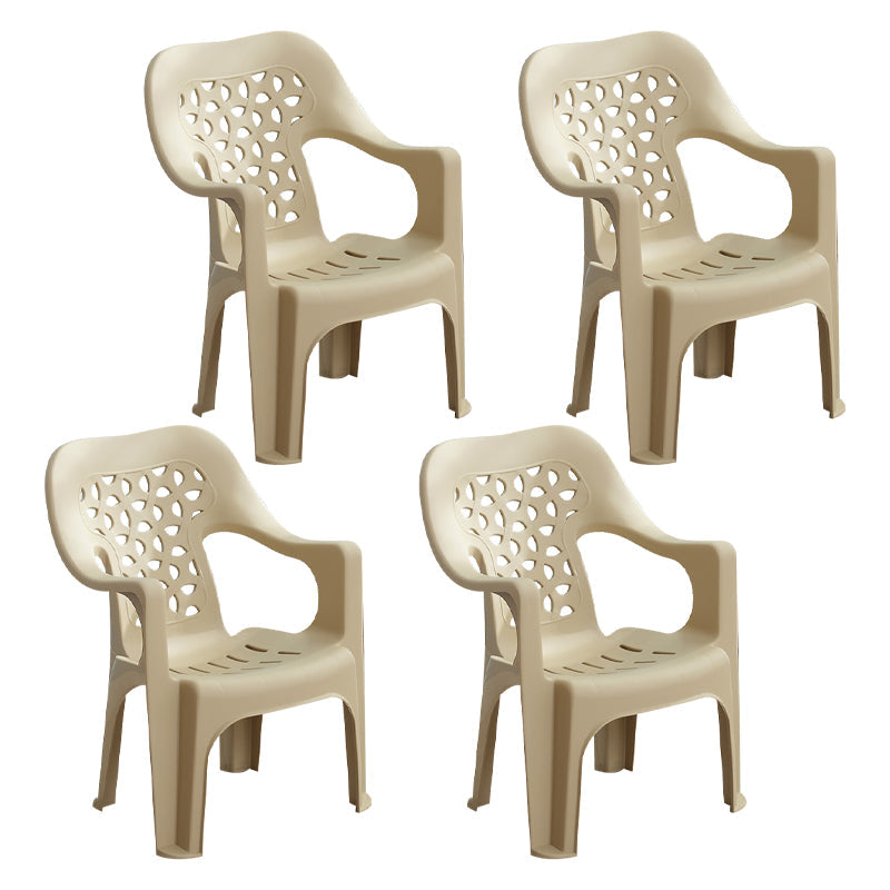 Modern Indoor Dining Armchair Plastic Home Stackable Dining Arm Chairs Apricot 4 Piece Set Clearhalo ' kitchen&dining_furn' 'Dining Chairs' 'Dining Tables & Seating' 'dining_chair' 'furn' 'furn_dining_chair' 'Furniture' 'furniture_dining_chair' 'Kitchen & Dining Furniture' 'kitchen' 4238159