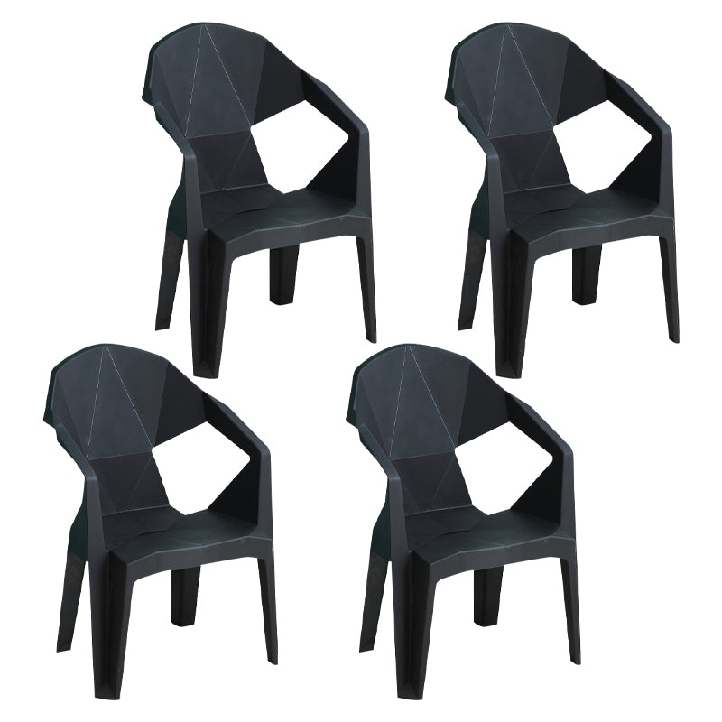 Modern Indoor Dining Armchair Stackable Home Plastic Dining Arm Chairs Black 4 Piece Set Clearhalo ' kitchen&dining_furn' 'Dining Chairs' 'Dining Tables & Seating' 'dining_chair' 'furn' 'furn_dining_chair' 'Furniture' 'furniture_dining_chair' 'Kitchen & Dining Furniture' 'kitchen' 4238164