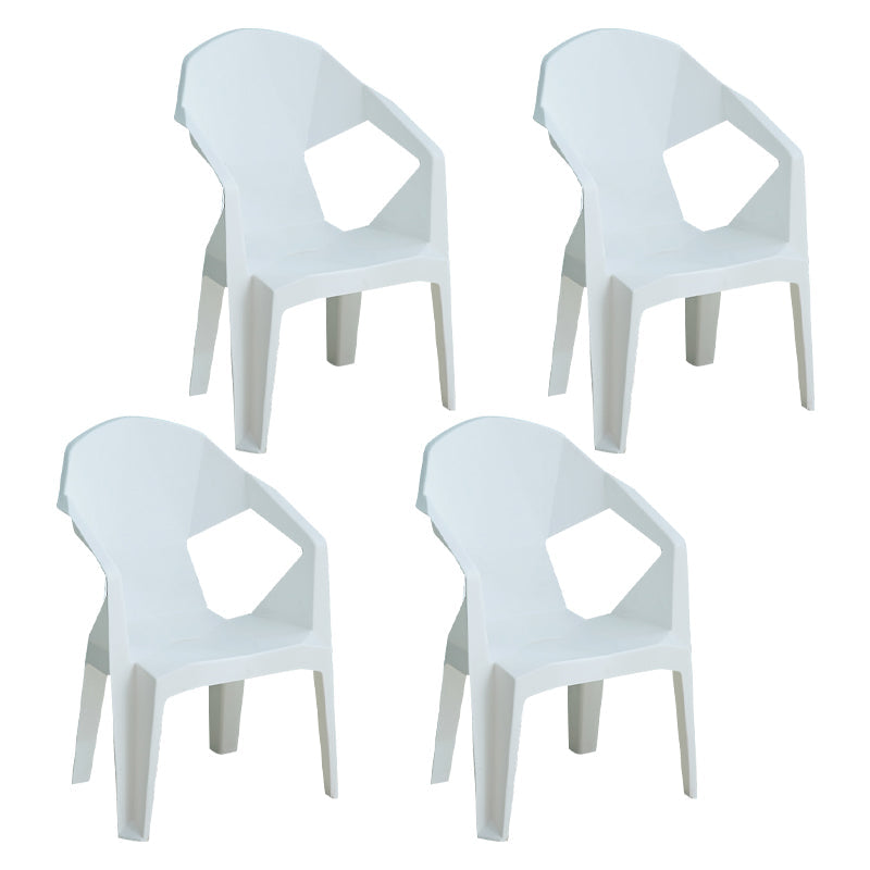 Modern Indoor Dining Armchair Stackable Home Plastic Dining Arm Chairs White 4 Piece Set Clearhalo ' kitchen&dining_furn' 'Dining Chairs' 'Dining Tables & Seating' 'dining_chair' 'furn' 'furn_dining_chair' 'Furniture' 'furniture_dining_chair' 'Kitchen & Dining Furniture' 'kitchen' 4238167