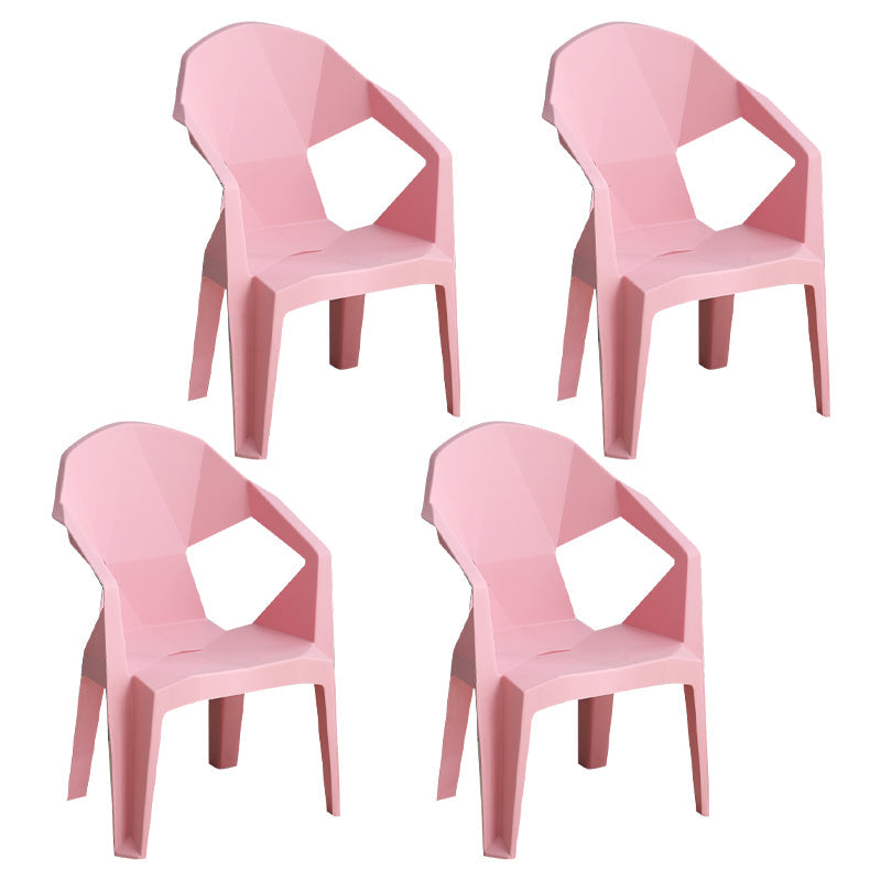 Modern Indoor Dining Armchair Stackable Home Plastic Dining Arm Chairs Pink 4 Piece Set Clearhalo ' kitchen&dining_furn' 'Dining Chairs' 'Dining Tables & Seating' 'dining_chair' 'furn' 'furn_dining_chair' 'Furniture' 'furniture_dining_chair' 'Kitchen & Dining Furniture' 'kitchen' 4238170