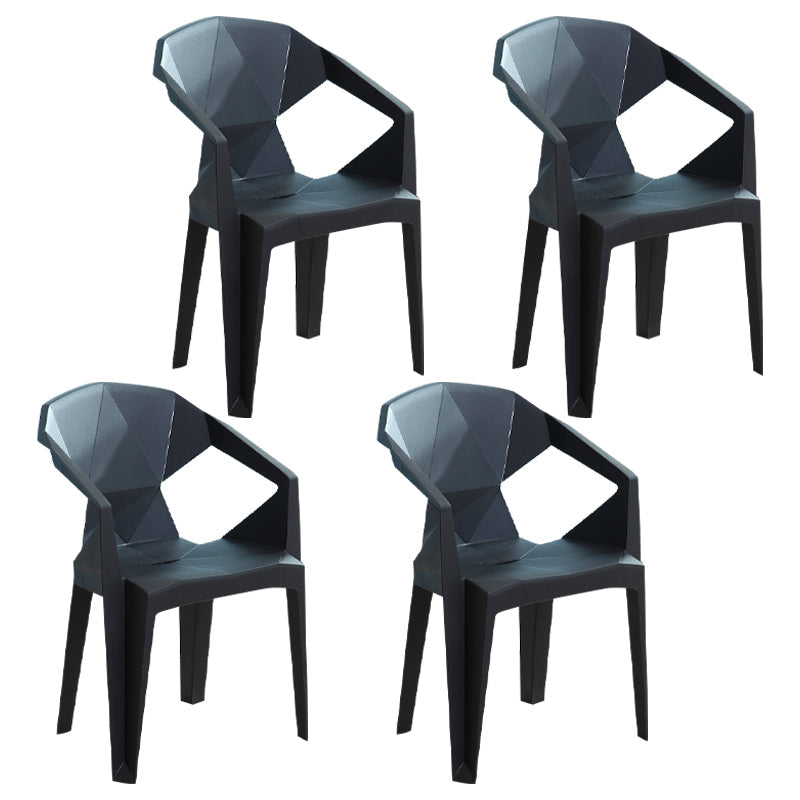 Indoor Modern Dining Arm Chairs Stackable Home Plastic Dining Armchair Black 4 Piece Set Clearhalo ' kitchen&dining_furn' 'Dining Chairs' 'Dining Tables & Seating' 'dining_chair' 'furn' 'furn_dining_chair' 'Furniture' 'furniture_dining_chair' 'Kitchen & Dining Furniture' 'kitchen' 4238182