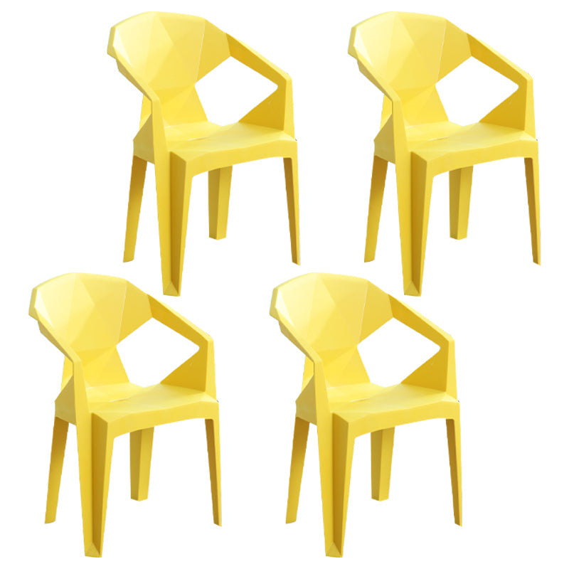 Indoor Modern Dining Arm Chairs Stackable Home Plastic Dining Armchair Yellow 4 Piece Set Clearhalo ' kitchen&dining_furn' 'Dining Chairs' 'Dining Tables & Seating' 'dining_chair' 'furn' 'furn_dining_chair' 'Furniture' 'furniture_dining_chair' 'Kitchen & Dining Furniture' 'kitchen' 4238188