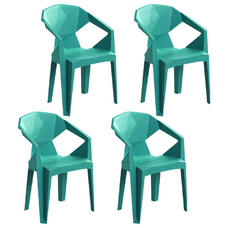 Indoor Modern Dining Arm Chairs Stackable Home Plastic Dining Armchair Green 4 Piece Set Clearhalo ' kitchen&dining_furn' 'Dining Chairs' 'Dining Tables & Seating' 'dining_chair' 'furn' 'furn_dining_chair' 'Furniture' 'furniture_dining_chair' 'Kitchen & Dining Furniture' 'kitchen' 4238191