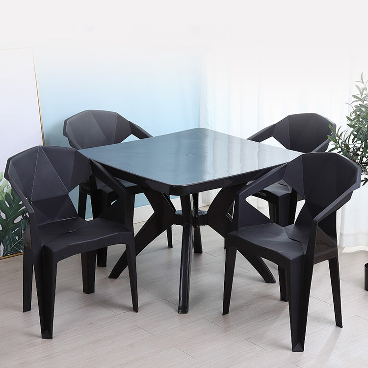 Indoor Modern Dining Arm Chairs Stackable Home Plastic Dining Armchair Clearhalo ' kitchen&dining_furn' 'Dining Chairs' 'Dining Tables & Seating' 'dining_chair' 'furn' 'furn_dining_chair' 'Furniture' 'furniture_dining_chair' 'Kitchen & Dining Furniture' 'kitchen' 4238195