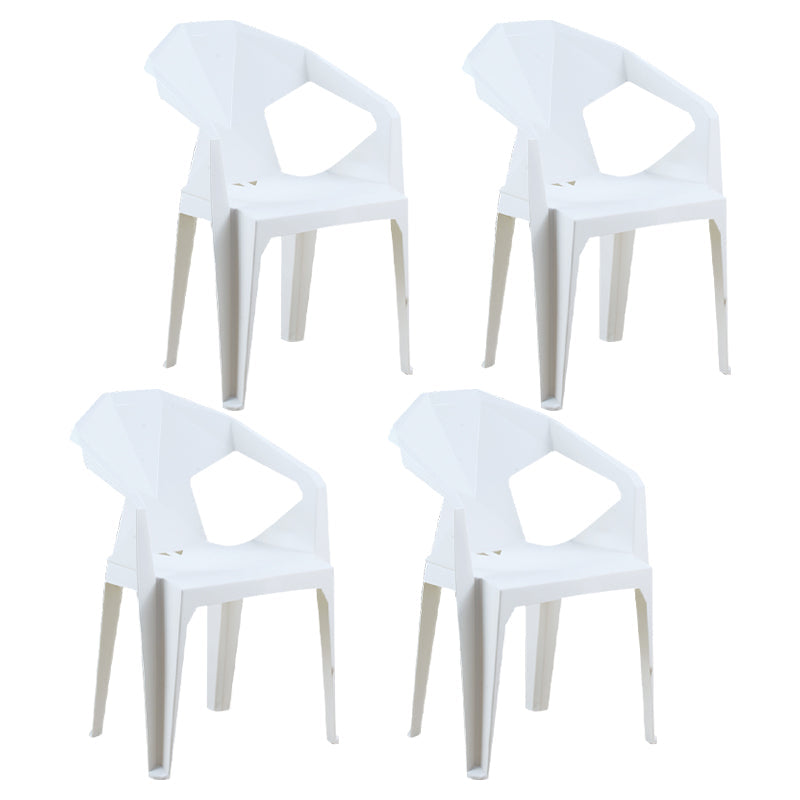 Modern Indoor Dining Arm Chairs Stackable Home Plastic Dining Armchair White 4 Piece Set Clearhalo ' kitchen&dining_furn' 'Dining Chairs' 'Dining Tables & Seating' 'dining_chair' 'furn' 'furn_dining_chair' 'Furniture' 'furniture_dining_chair' 'Kitchen & Dining Furniture' 'kitchen' 4238204