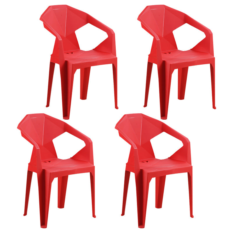 Modern Indoor Dining Arm Chairs Stackable Home Plastic Dining Armchair Red 4 Piece Set Clearhalo ' kitchen&dining_furn' 'Dining Chairs' 'Dining Tables & Seating' 'dining_chair' 'furn' 'furn_dining_chair' 'Furniture' 'furniture_dining_chair' 'Kitchen & Dining Furniture' 'kitchen' 4238207