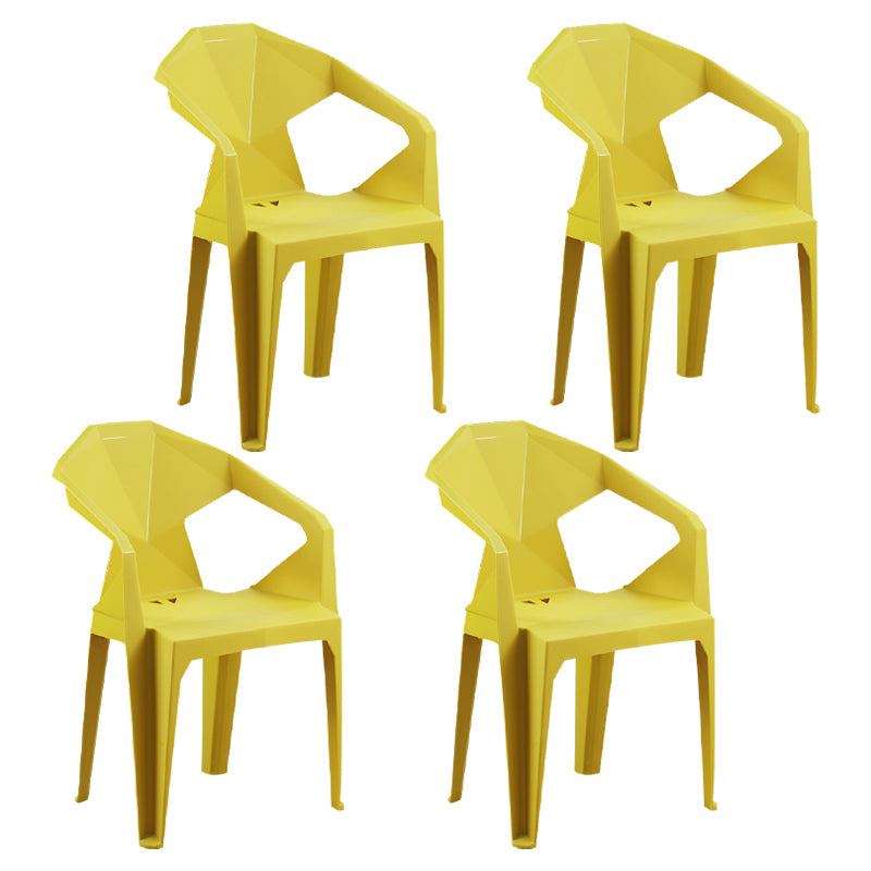 Modern Indoor Dining Arm Chairs Stackable Home Plastic Dining Armchair Yellow 4 Piece Set Clearhalo ' kitchen&dining_furn' 'Dining Chairs' 'Dining Tables & Seating' 'dining_chair' 'furn' 'furn_dining_chair' 'Furniture' 'furniture_dining_chair' 'Kitchen & Dining Furniture' 'kitchen' 4238210