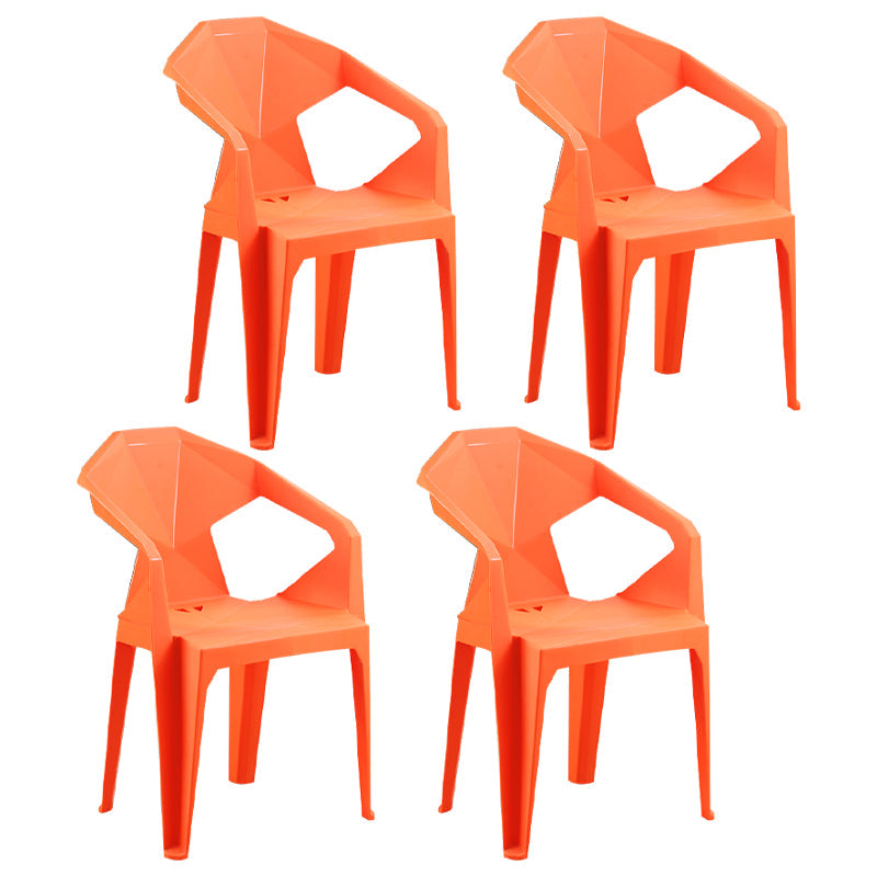 Modern Indoor Dining Arm Chairs Stackable Home Plastic Dining Armchair Orange 4 Piece Set Clearhalo ' kitchen&dining_furn' 'Dining Chairs' 'Dining Tables & Seating' 'dining_chair' 'furn' 'furn_dining_chair' 'Furniture' 'furniture_dining_chair' 'Kitchen & Dining Furniture' 'kitchen' 4238212