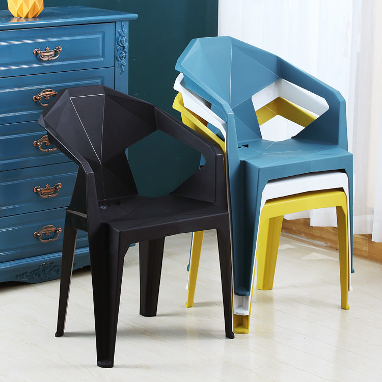 Modern Indoor Dining Arm Chairs Stackable Home Plastic Dining Armchair Clearhalo ' kitchen&dining_furn' 'Dining Chairs' 'Dining Tables & Seating' 'dining_chair' 'furn' 'furn_dining_chair' 'Furniture' 'furniture_dining_chair' 'Kitchen & Dining Furniture' 'kitchen' 4238213