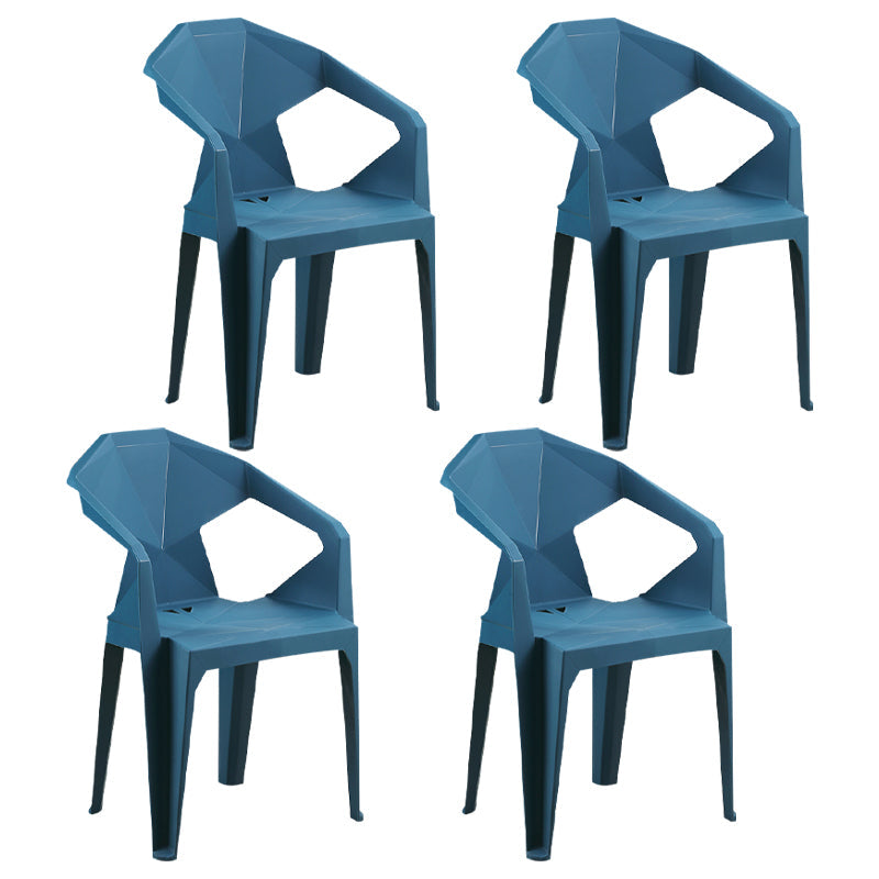 Modern Indoor Dining Arm Chairs Stackable Home Plastic Dining Armchair Peacock Blue 4 Piece Set Clearhalo ' kitchen&dining_furn' 'Dining Chairs' 'Dining Tables & Seating' 'dining_chair' 'furn' 'furn_dining_chair' 'Furniture' 'furniture_dining_chair' 'Kitchen & Dining Furniture' 'kitchen' 4238220