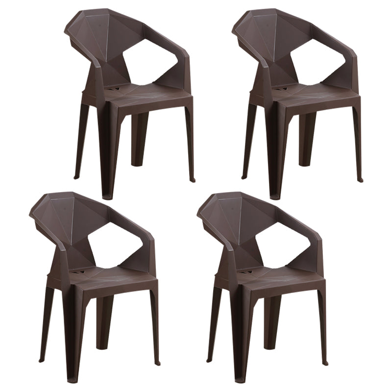 Modern Indoor Dining Arm Chairs Stackable Home Plastic Dining Armchair Dark Coffee 4 Piece Set Clearhalo ' kitchen&dining_furn' 'Dining Chairs' 'Dining Tables & Seating' 'dining_chair' 'furn' 'furn_dining_chair' 'Furniture' 'furniture_dining_chair' 'Kitchen & Dining Furniture' 'kitchen' 4238221