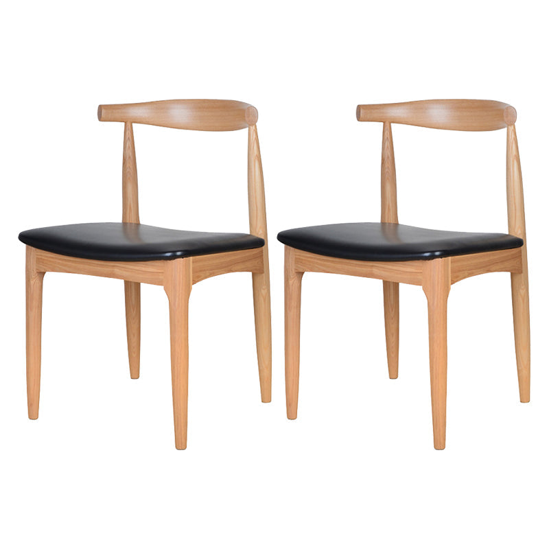 Scandinavian Open Back Side Chair Matte Finish Upholstered Dining Chair Black 2 Piece Set Natural Wood Clearhalo ' kitchen&dining_furn' 'Dining Chairs' 'Dining Tables & Seating' 'dining_chair' 'furn' 'furn_dining_chair' 'Furniture' 'furniture_dining_chair' 'Kitchen & Dining Furniture' 'kitchen' 4238233