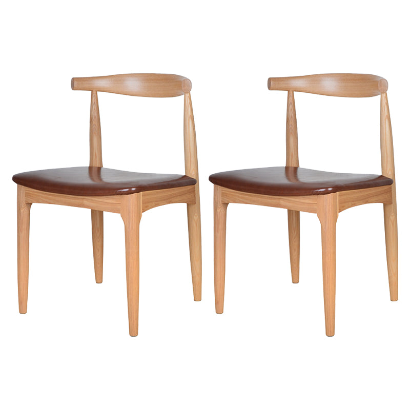 Scandinavian Open Back Side Chair Matte Finish Upholstered Dining Chair Coffee 2 Piece Set Natural Wood Clearhalo ' kitchen&dining_furn' 'Dining Chairs' 'Dining Tables & Seating' 'dining_chair' 'furn' 'furn_dining_chair' 'Furniture' 'furniture_dining_chair' 'Kitchen & Dining Furniture' 'kitchen' 4238242