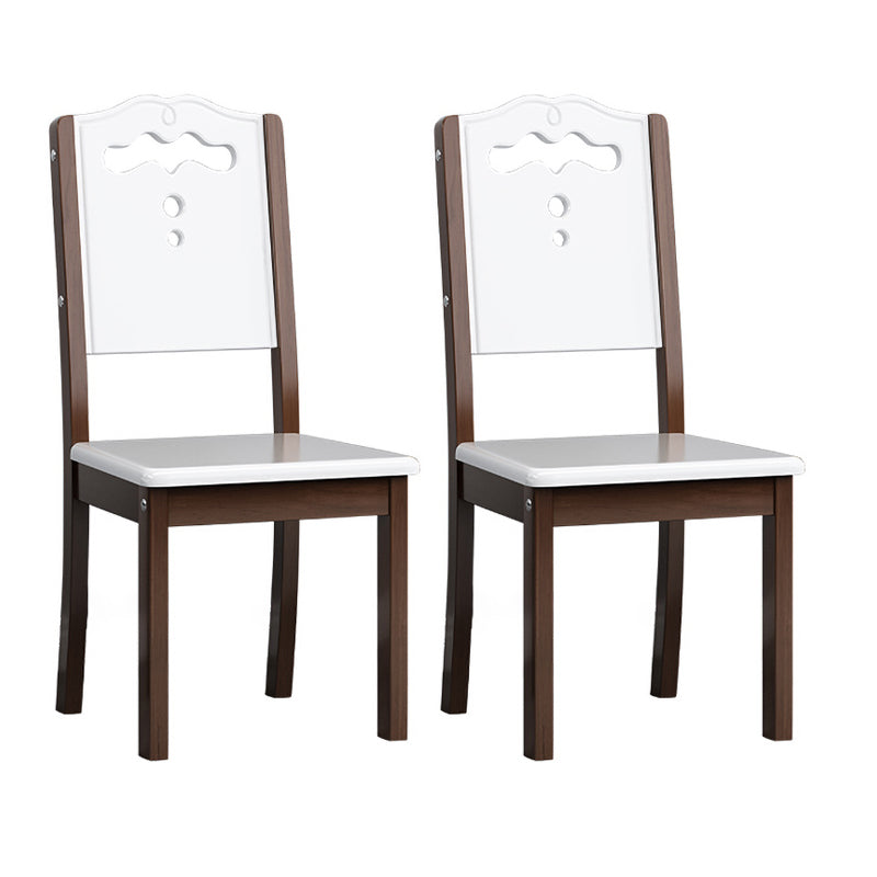 Contemporary Wood Dining Armless Chair Open Back Side Chair for Home Use Walnut White Set of 2 Clearhalo ' kitchen&dining_furn' 'Dining Chairs' 'Dining Tables & Seating' 'dining_chair' 'Furniture' 'furniture_dining_chair' 'Kitchen & Dining Furniture' 'kitchen' 4238263