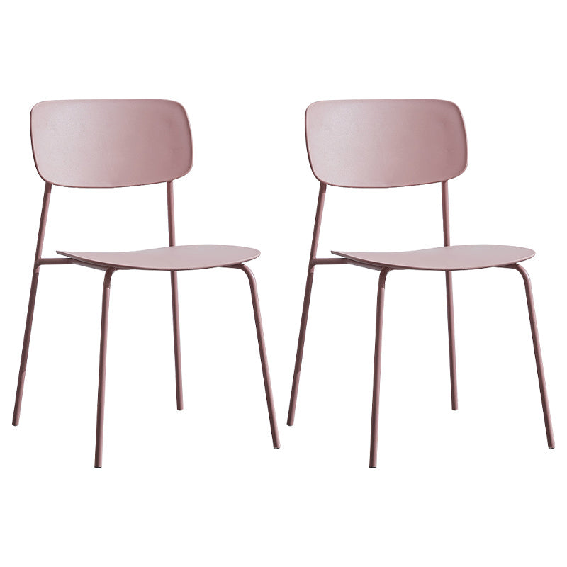 Contemporary Restaurant Open Back Side Chair Matte Finish Plastic Dining Chair Pink Set of 2 Clearhalo ' kitchen&dining_furn' 'Dining Chairs' 'Dining Tables & Seating' 'dining_chair' 'Furniture' 'furniture_dining_chair' 'Kitchen & Dining Furniture' 'kitchen' 4238278