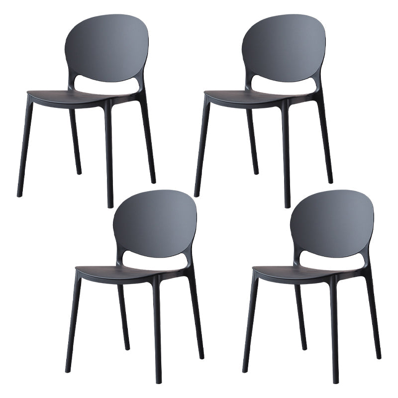 Scandinavian Kitchen Open Back Side Chair Matte Finish Plastic Dining Chair Black 4 Piece Set Clearhalo ' kitchen&dining_furn' 'Dining Chairs' 'Dining Tables & Seating' 'dining_chair' 'furn' 'furn_dining_chair' 'Furniture' 'furniture_dining_chair' 'Kitchen & Dining Furniture' 'kitchen' 4238292