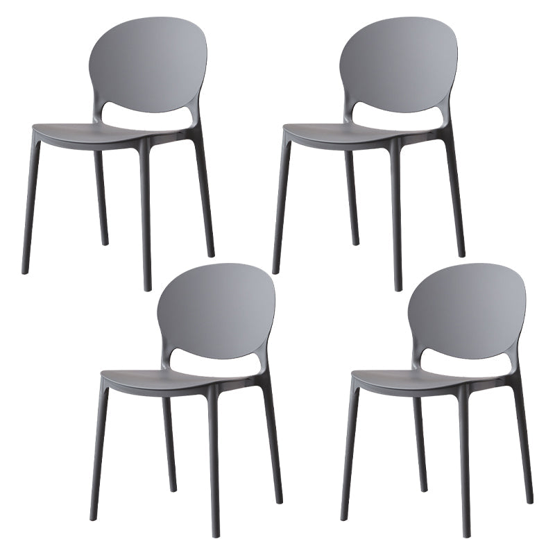 Scandinavian Kitchen Open Back Side Chair Matte Finish Plastic Dining Chair Dark Gray 4 Piece Set Clearhalo ' kitchen&dining_furn' 'Dining Chairs' 'Dining Tables & Seating' 'dining_chair' 'furn' 'furn_dining_chair' 'Furniture' 'furniture_dining_chair' 'Kitchen & Dining Furniture' 'kitchen' 4238304