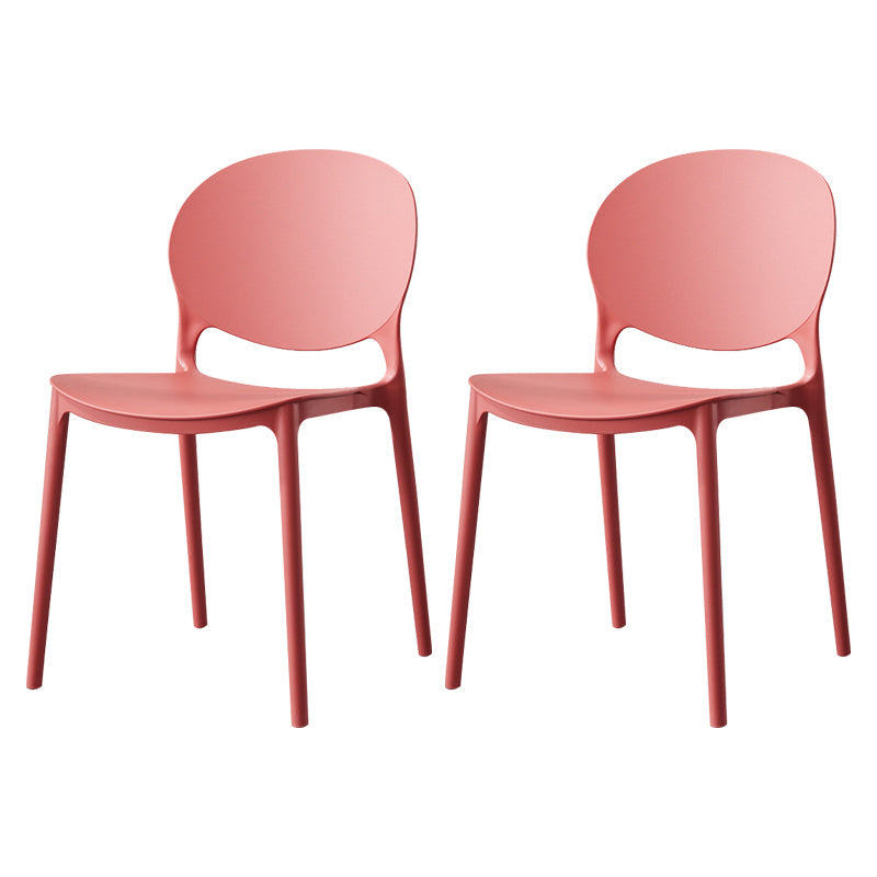 Scandinavian Kitchen Open Back Side Chair Matte Finish Plastic Dining Chair Red 2 Piece Set Clearhalo ' kitchen&dining_furn' 'Dining Chairs' 'Dining Tables & Seating' 'dining_chair' 'furn' 'furn_dining_chair' 'Furniture' 'furniture_dining_chair' 'Kitchen & Dining Furniture' 'kitchen' 4238309