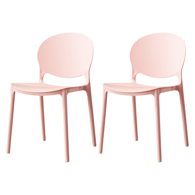 Scandinavian Kitchen Open Back Side Chair Matte Finish Plastic Dining Chair Pink 2 Piece Set Clearhalo ' kitchen&dining_furn' 'Dining Chairs' 'Dining Tables & Seating' 'dining_chair' 'furn' 'furn_dining_chair' 'Furniture' 'furniture_dining_chair' 'Kitchen & Dining Furniture' 'kitchen' 4238312