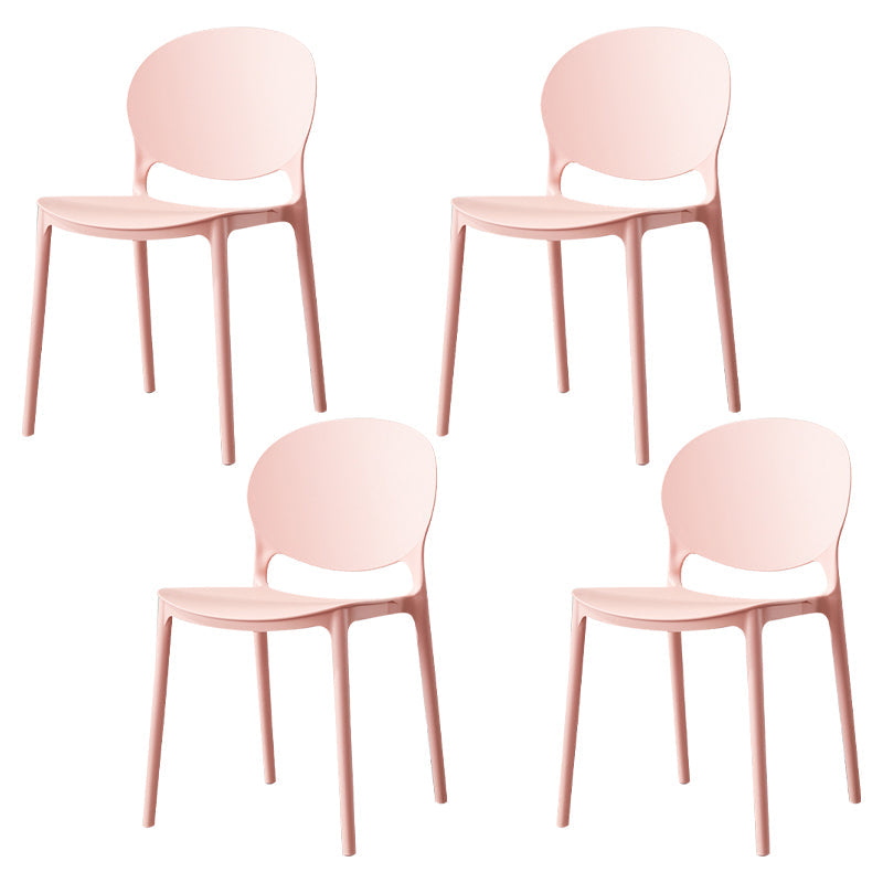 Scandinavian Kitchen Open Back Side Chair Matte Finish Plastic Dining Chair Pink 4 Piece Set Clearhalo ' kitchen&dining_furn' 'Dining Chairs' 'Dining Tables & Seating' 'dining_chair' 'furn' 'furn_dining_chair' 'Furniture' 'furniture_dining_chair' 'Kitchen & Dining Furniture' 'kitchen' 4238313