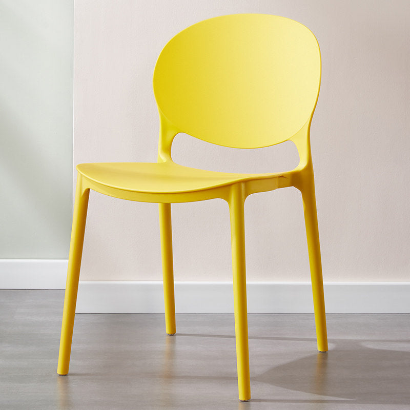 Scandinavian Kitchen Open Back Side Chair Matte Finish Plastic Dining Chair Yellow 1 Piece Clearhalo ' kitchen&dining_furn' 'Dining Chairs' 'Dining Tables & Seating' 'dining_chair' 'furn' 'furn_dining_chair' 'Furniture' 'furniture_dining_chair' 'Kitchen & Dining Furniture' 'kitchen' 4238314